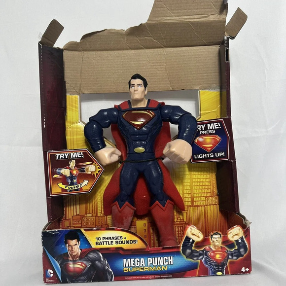 Mattel DC Superman Man Of Steel Mega Punch Superman 10" Action Figure New 2013 - Picture 1 of 8